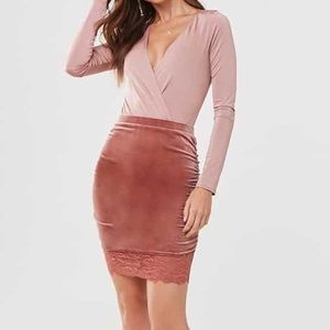 Mauve Velour  Mini Skirt.